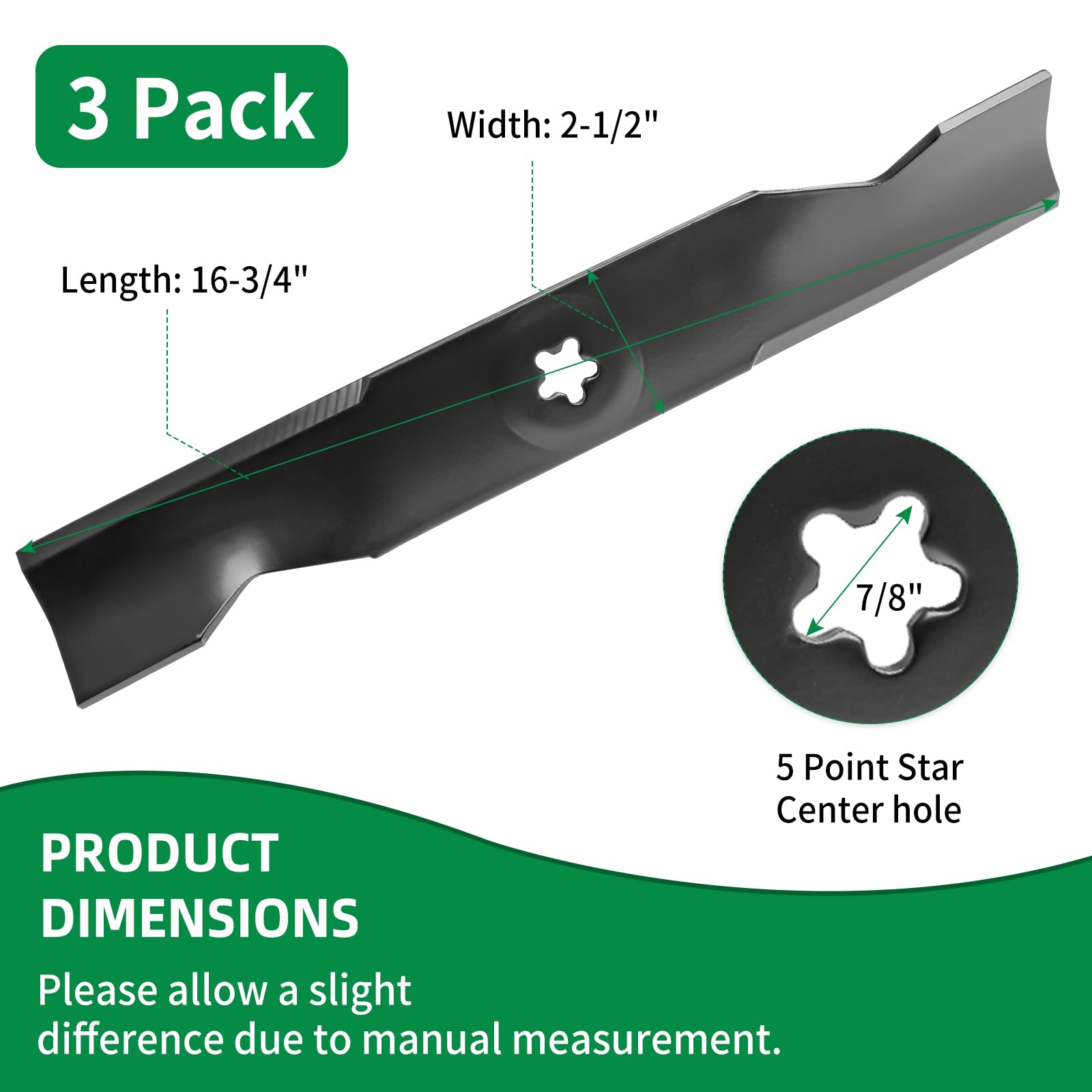 173921 Cuchillas de cortacésped de alta elevación compatibles con Hu sqvarna/Craftsman/Pou LAN cubierta de corte de 48 pulgadas, juego de cuchillas 180054 para cortacésped YTH24V48 YTH2348,