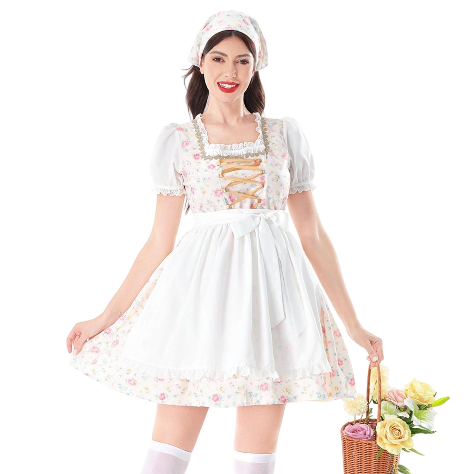 Dirndl Donna Lungo Abito da Cerimonia Donna Costume Bavarese Abito Tradizionale Abito Rurale Raffinato per Feste in Maschera e Eventi a Tema Birra Senza Restrizioni di Taglie Tracht Cameriera