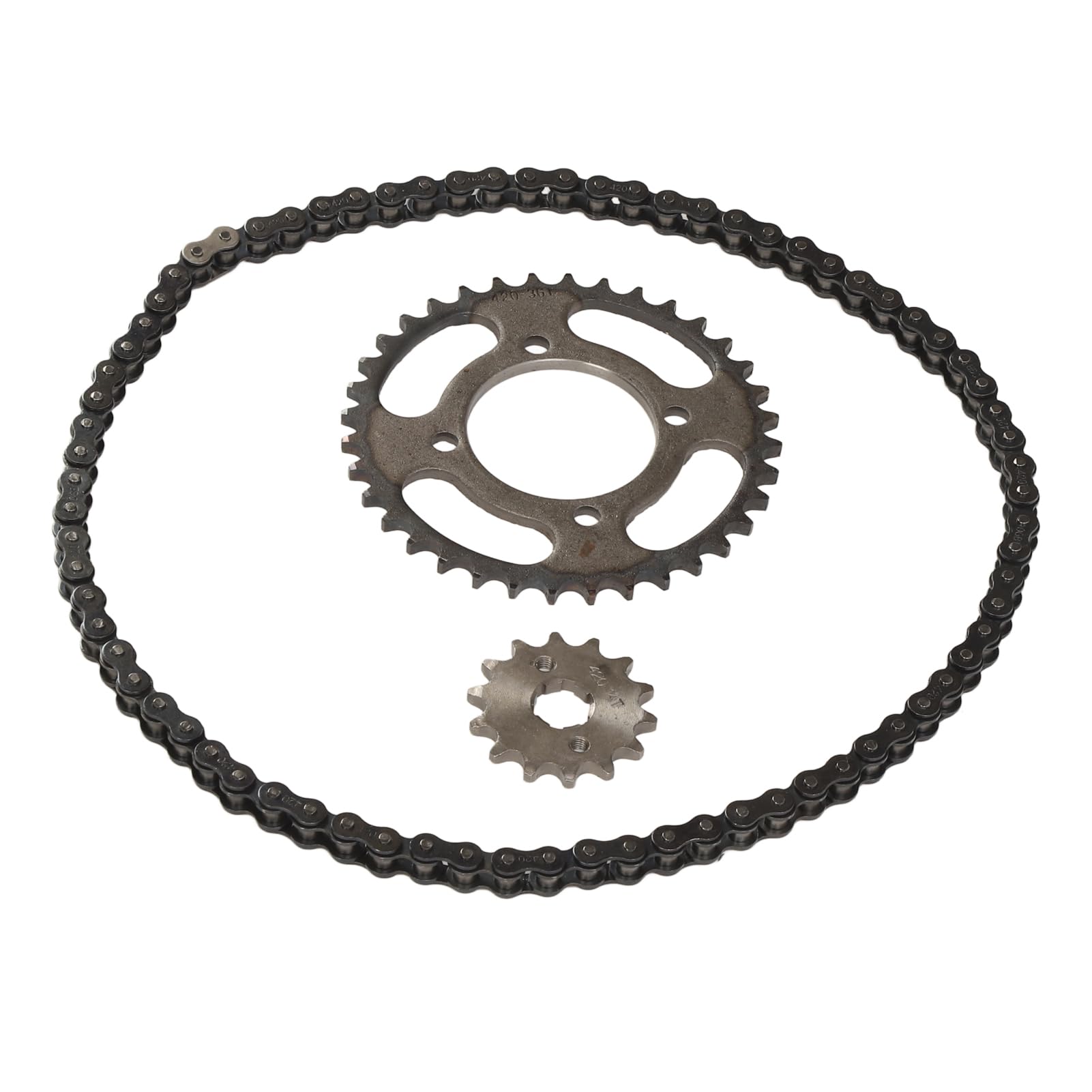 420 14T 36T Sostituzione Catena Dentata Anteriore 76 Maglie Catena in Acciaio Lega di Alluminio Set Ingranaggi per Scooter Elettrici ATV Motociclette Varie Potenze Garantire
