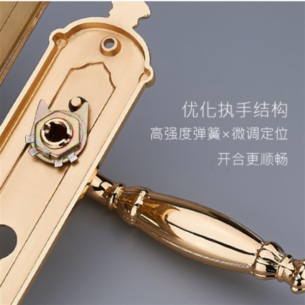 Cerradura de puerta de madera maciza, cerradura de manija de puerta con interruptor Universal clásico for interiores, revestimiento silencioso de cobre