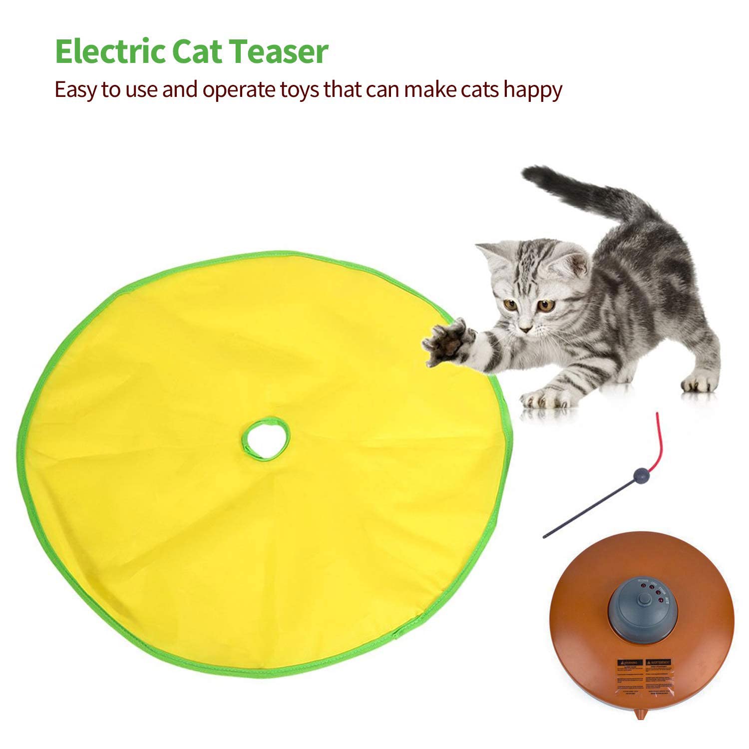 Produktbild von Facynde Katzenspielzeug Selbstbeschäftigung Interaktives Katzen Glocken Zauberstab,Katzenangel Saugnapf,Katzenangel Katzen Glocken Zauberstab, Interaktives Katzenspielzeug Federn