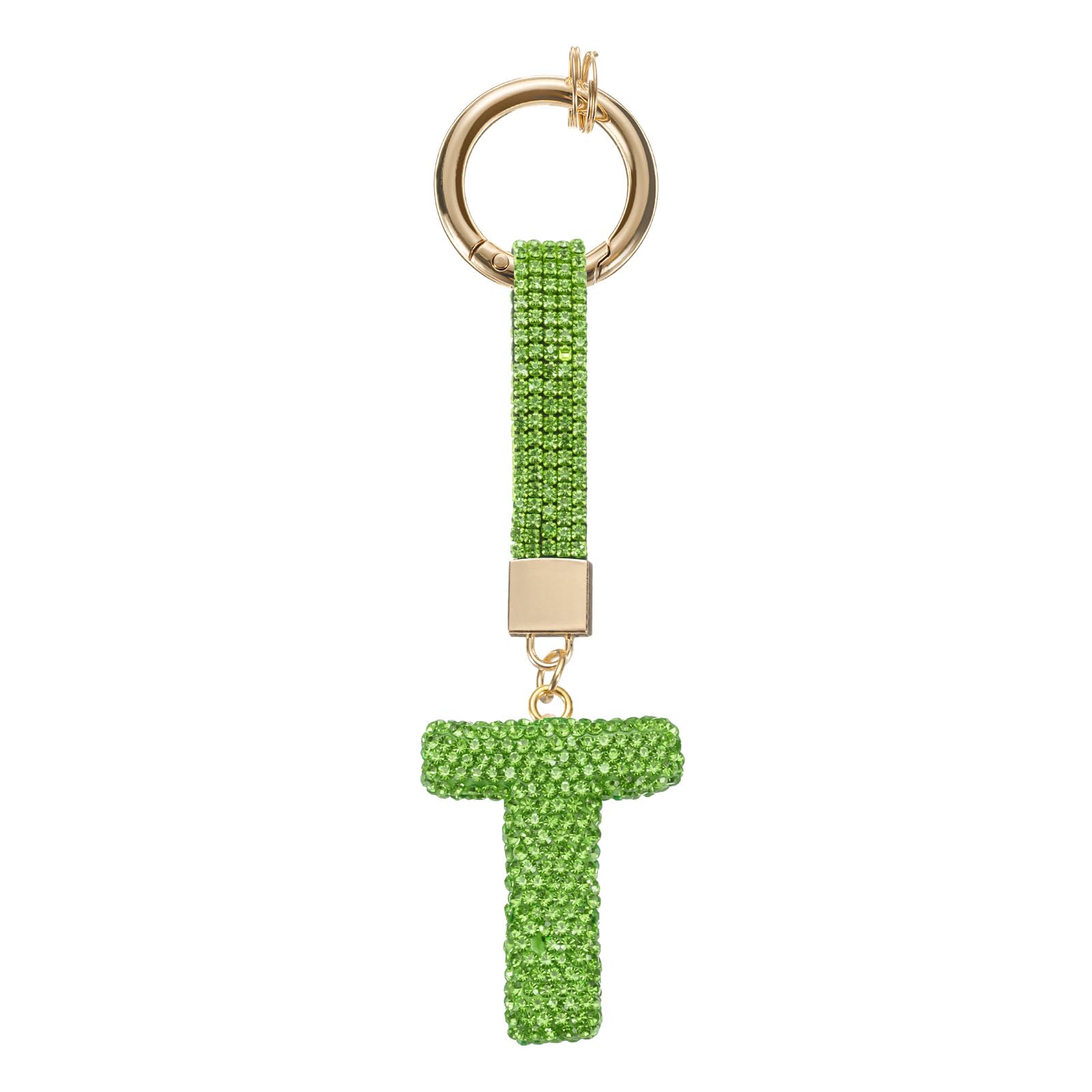 sourcing map Alphabet T Letter Bag Charm Rhinestone Initial Alphabet Letters Charm Accessories for Keychain Bracelet Wristband Necklace Jewelry Making Bags, Light Green