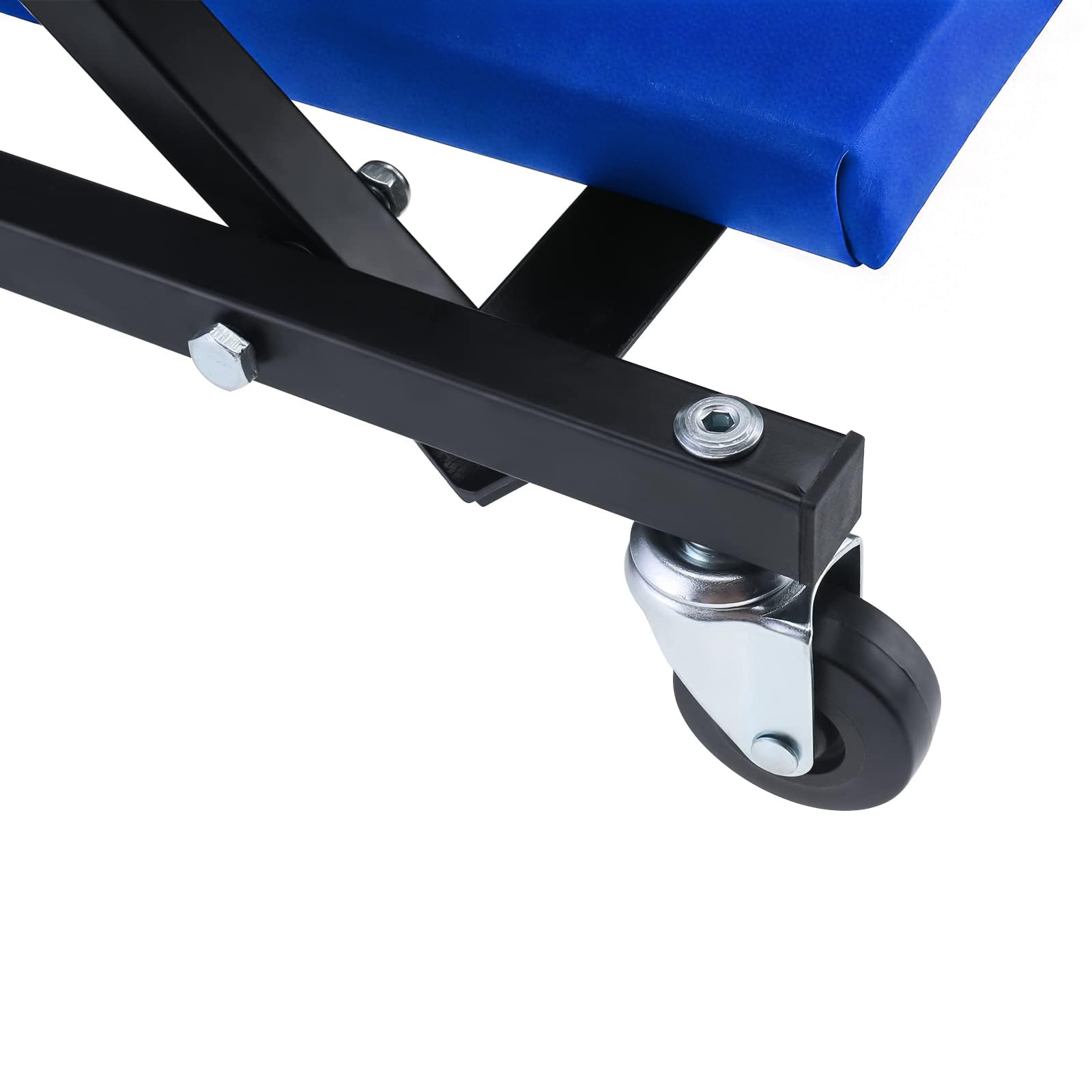 BOOMSTART Camilla Mecánica Plegable de 102 cm (40"), Asiento de Mecánico 2 en 1, Taburete Grande Acolchado con Ruedas, Taburete de Taller de Garaje Resistente de 150kg con 6 Ruedas Giratorias