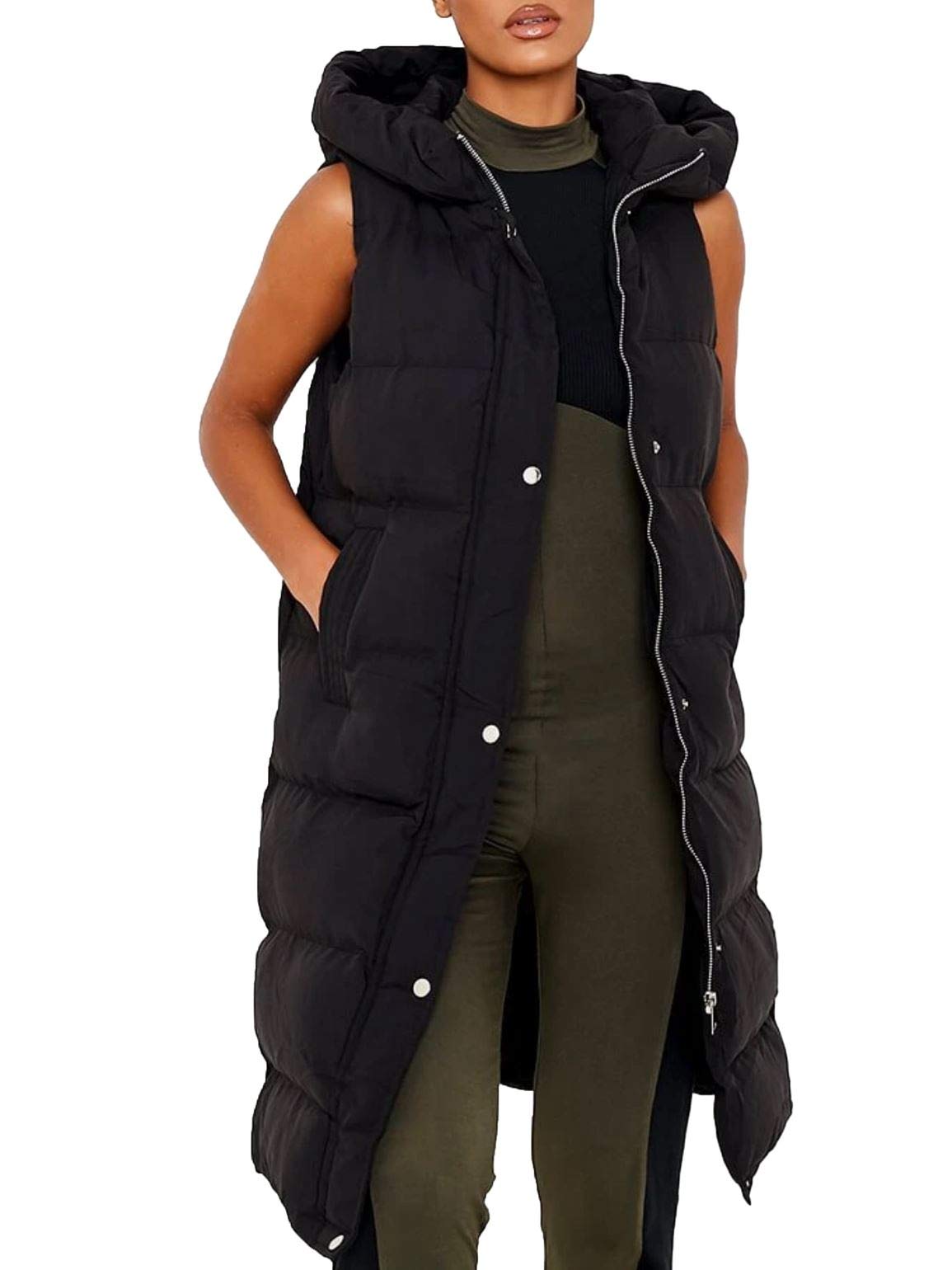 Ss7 Women's Black Gilet Bodywarmer Longline Waistcoat Jacket