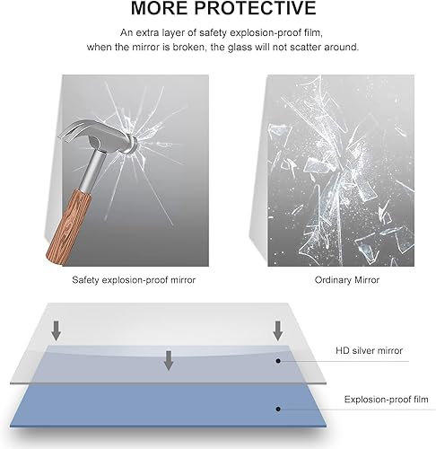 Miniatura 7 de Espejo de baño dorado de 27 x 36 pulgadas, espejo de tocador con marco de aleación de aluminio, espejo rectangular montado en la pared, espejo