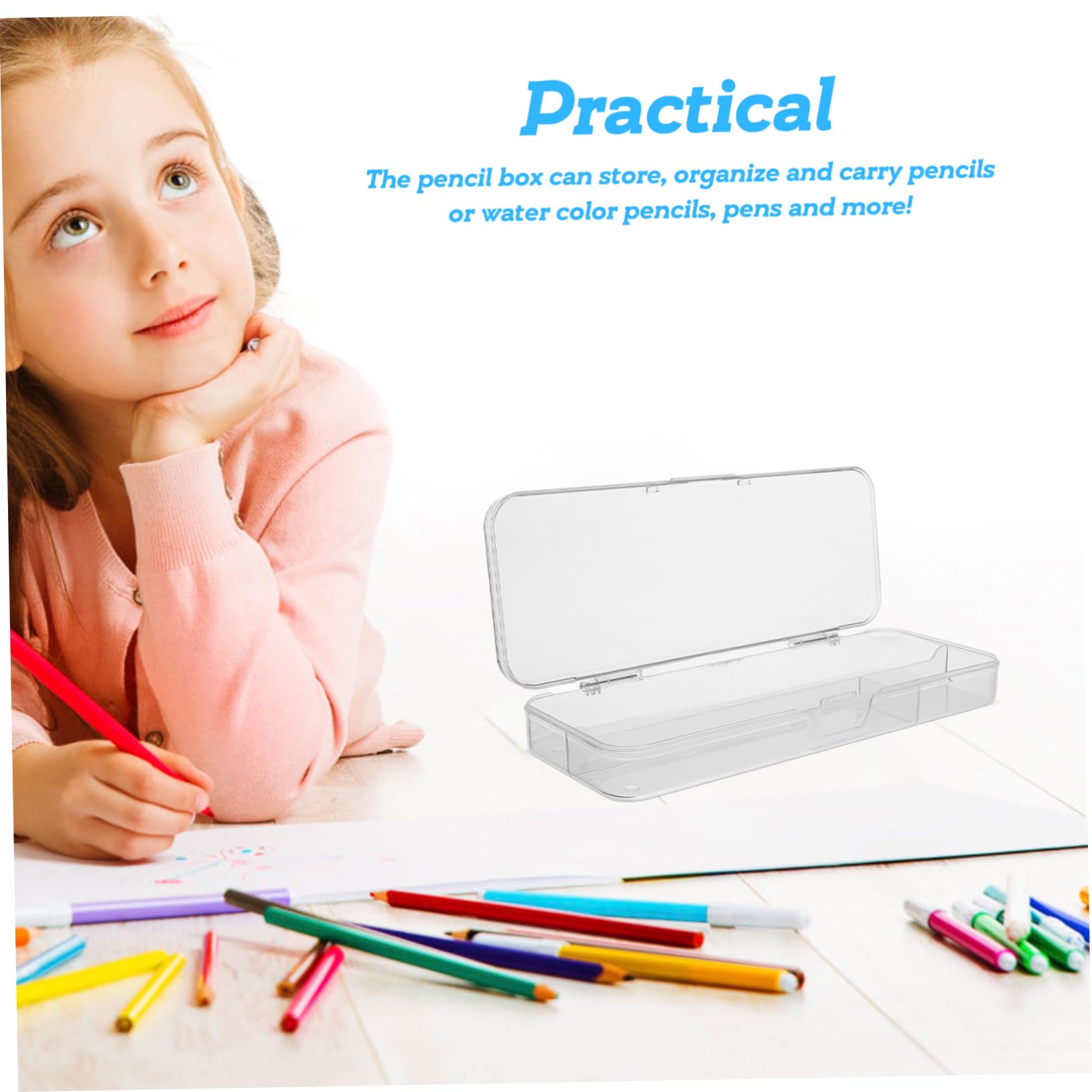 SHINEOFI 5pezzi Pencil Box Trasparente Per Cancelleria Organizer Impilabile Per Matite e Penne Per Scuola Ufficio e Casa Capacità e Design Compatto