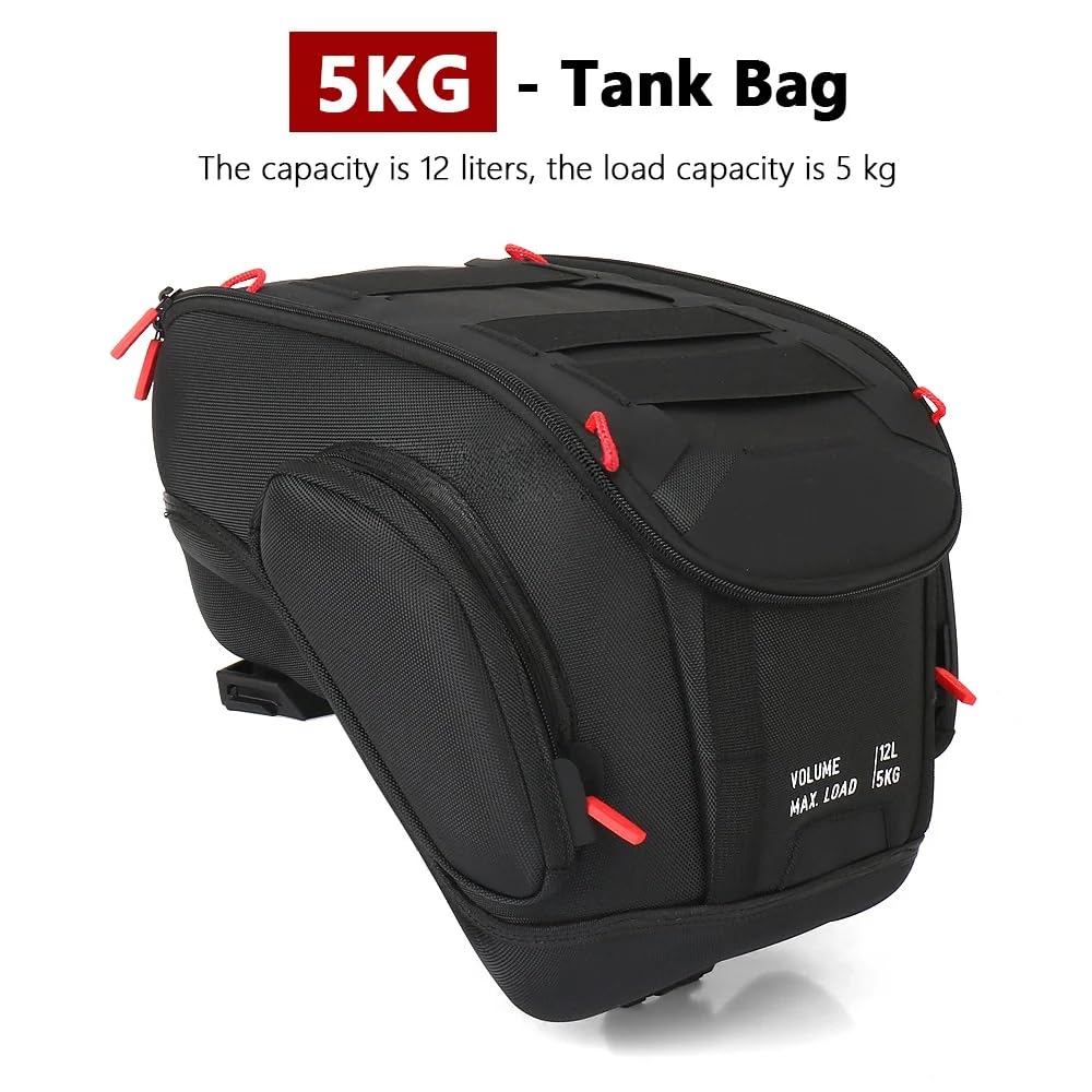 Für BMW R1300GS Adventure 2024 – Neuer 12-Liter-Tankrucksack aus Nylon, Tanklock-Reisetasche, Schwarz