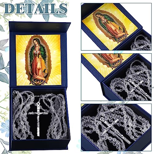 Siifert Wedding Lasso Catholic Set Wedding Lasso Crystal Lasso for Wedding Ceremony with Gift Box Our Lady of Guadalupe Prayer Card for Wedding Anniversary Decoration Supplies - Thumbnail 3