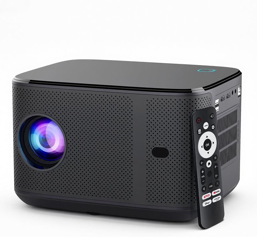 Outdoor Projector with WiFi and Bluetooth,Official Licensed Apps | Smart TV OS with Licensed Netflix, Auto Focus, Native 1080P & 4K Support, 330" Display, 40W Dolby Audio for Home Theater