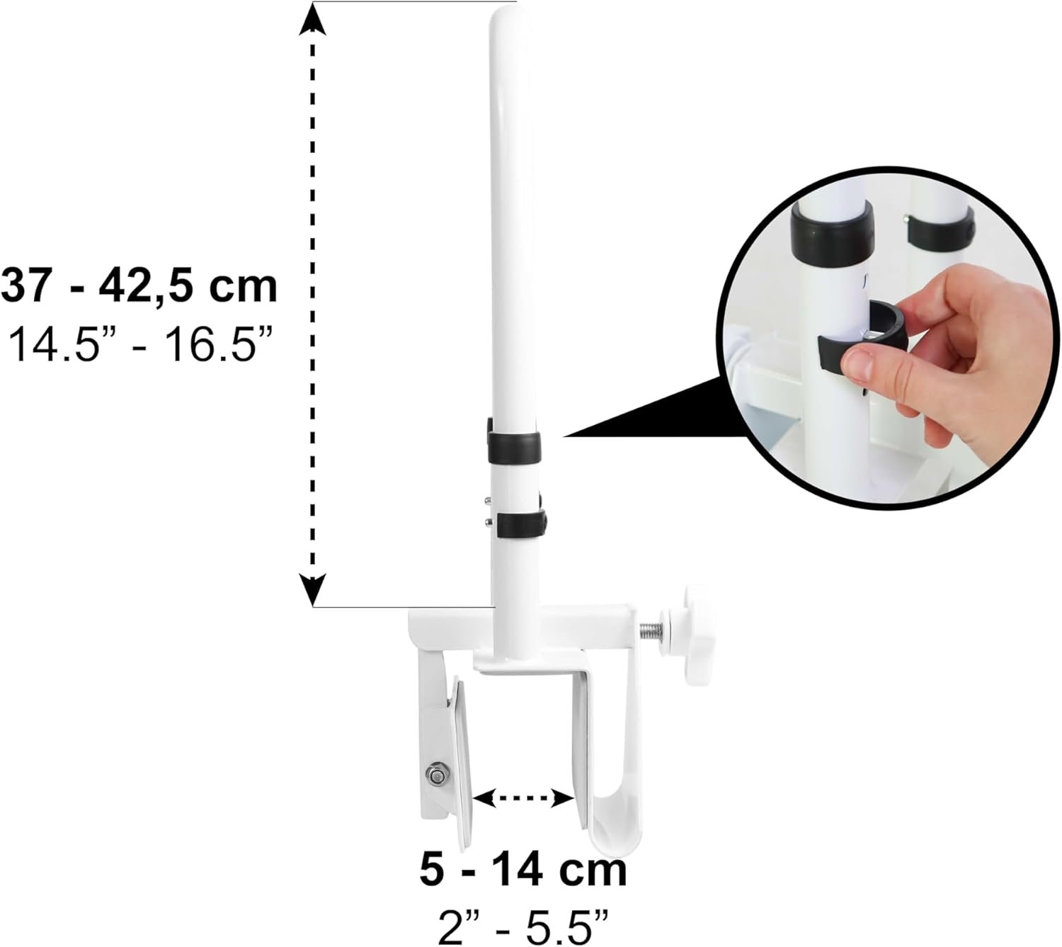 Person using the safety rail to enter the bathtub