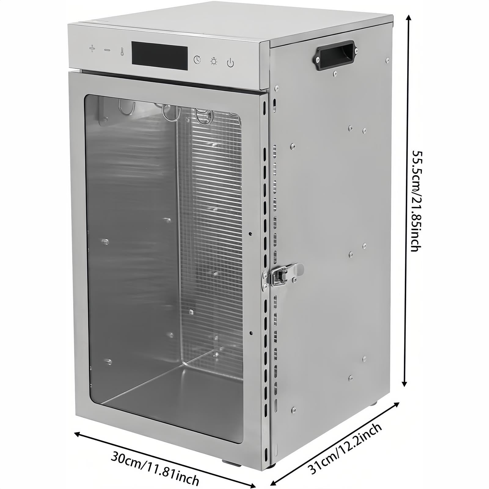 Caja Secadora De Biltong De Acero Inoxidable, Deshidratador De Alimentos Grande De 800 W, con 12 Ganchos para Colgar, para Secar Carne, Verduras Y Frutas
