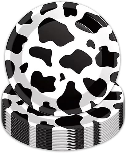 50 platos con estampado de vaca, platos de papel de vaca de 9 pulgadas, suministros de fiesta de safari en la selva, platos de fiesta con temática