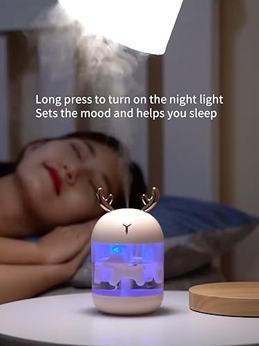 Miniatura 8 de K5 - Mini humidificador portátil con lindo animal, humidificador de niebla fría con iluminación ambiental, difusor de aceite esencial de