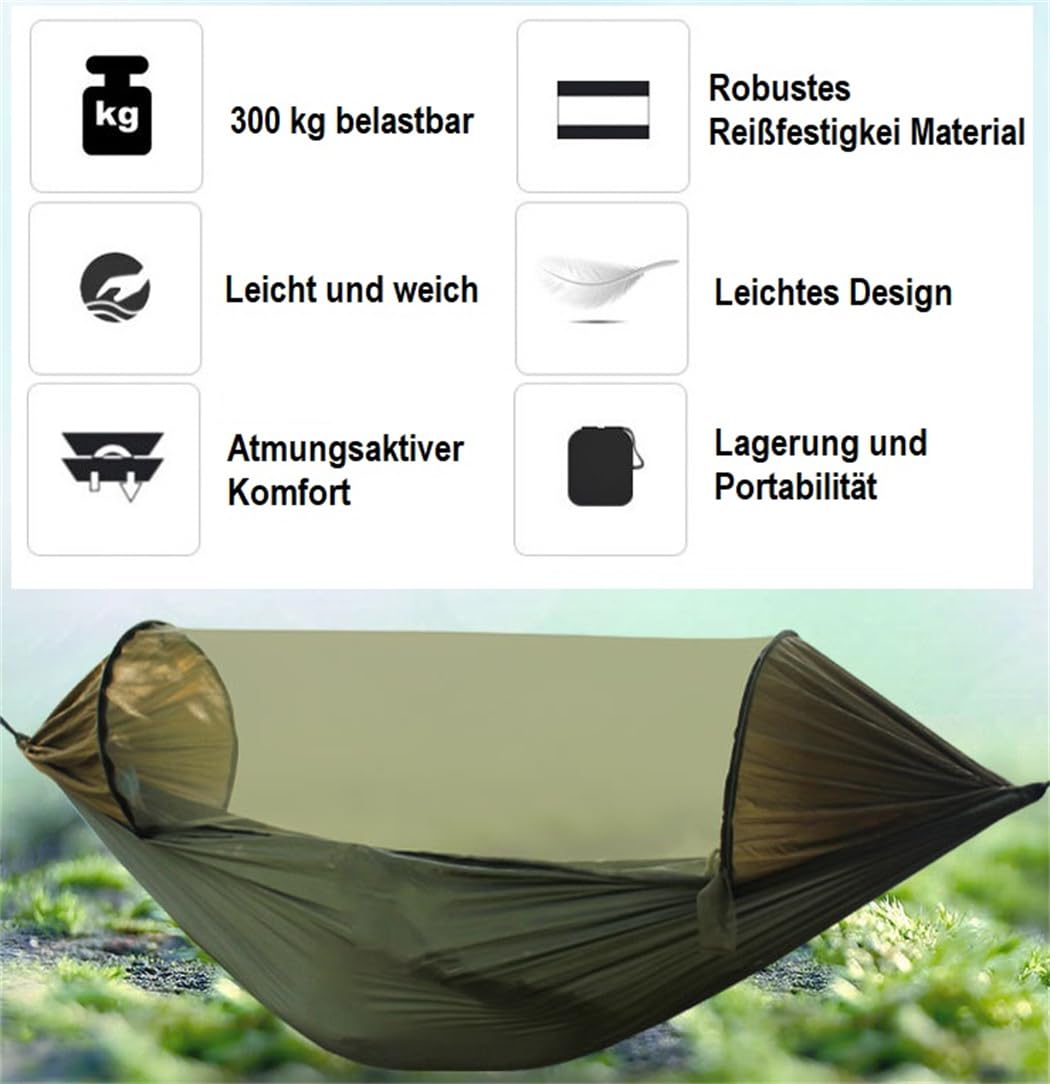 Hamac de camping ultra léger avec moustiquaire, 280 x 140 cm, respirant, en nylon, sac de couchage, tente de lancer, sac à dos, voyage, aventure, hammock grande capacité