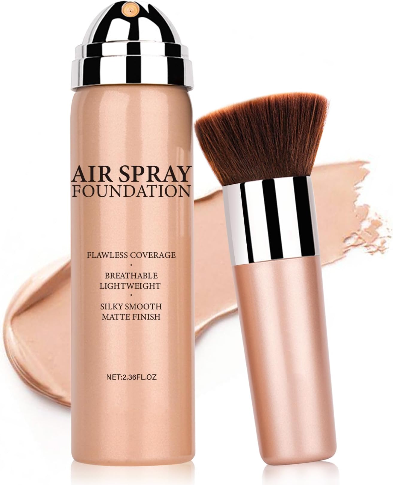 AirBrush Foundation Spray Full Coverage Foundation Matte Air Cushion Foundation Face Airbrush Makeup Foundation Set with Soft Makeup Brush - Natural