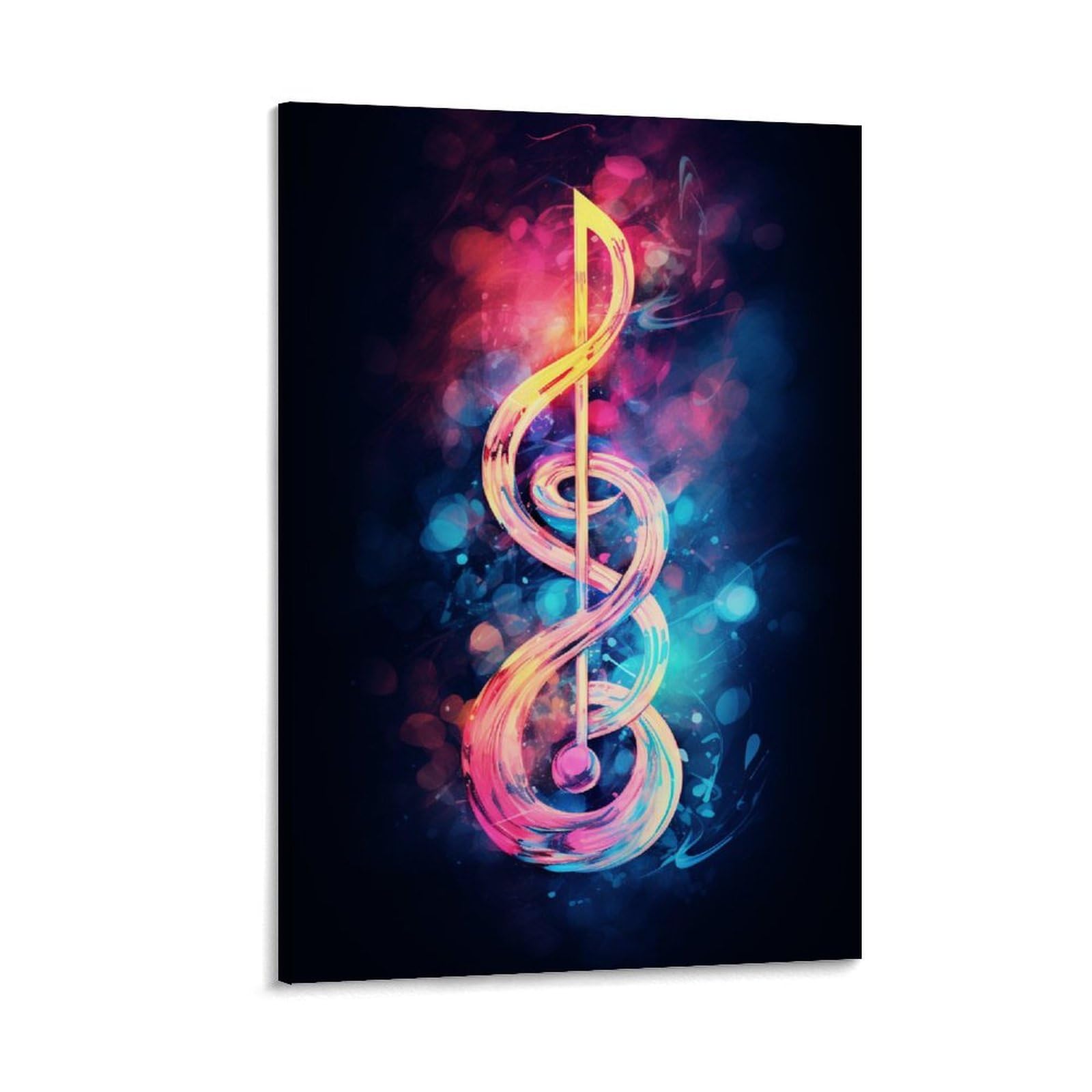 FYFMUSHE Colorful Notes Wall Decorations for Bedroom Abstract Glam Music Notes Canvas Wall Art for Living Room Painting Stretched And Framed Ready to Hang Home Decor