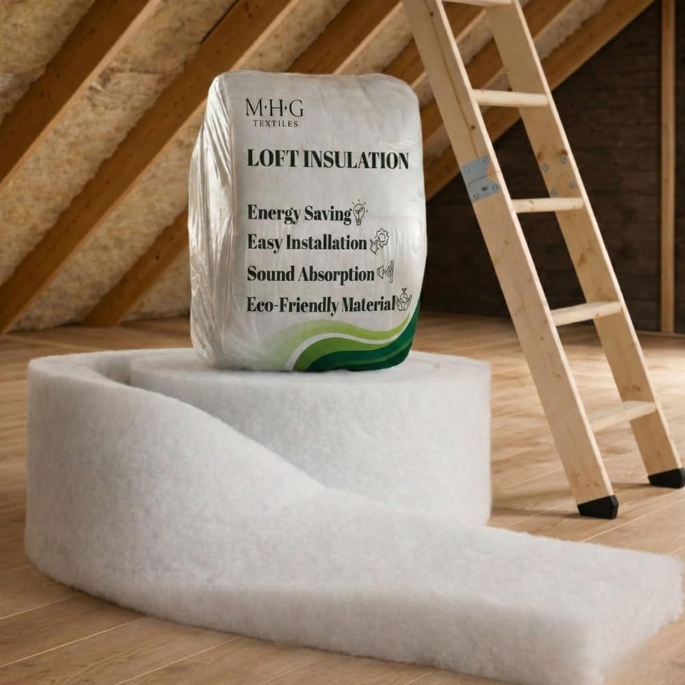 MHG Textiles Loft Insulation Roll 5m x 570mm x 110mm - Itch-Free Polyester Thermal Insulation, Easy DIY Installation, Energy Saving & Moisture Resistant for Roof, Walls, Sheds & Garages