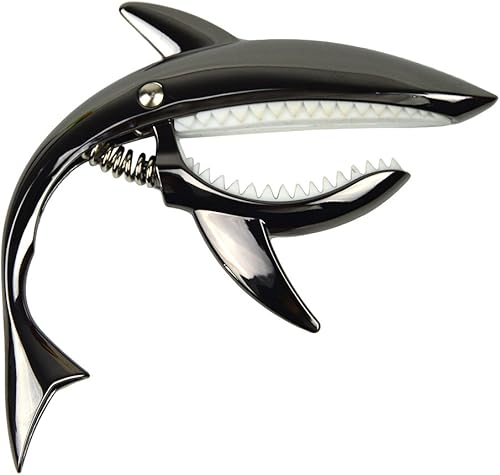 Miniatura 4 de Shark Capo, Clip de tono de aleación de zinc para acústico, folk, guitarra eléctrica y ukelele (negro)