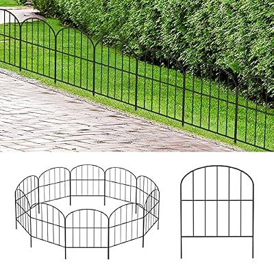 OUSHENG Small Decorative Garden Fence, 10ft (L) x 16.5in (H) Fencing, Rustproof Metal Wire Panel Border Animal Barrier for Dog, Flower Plant Edging for Yard Backyard Outdoor, Arched