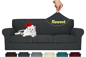 MAXIJIN 4 Piece Sofa Cover, 3 Cushion Couch Cover, Gray