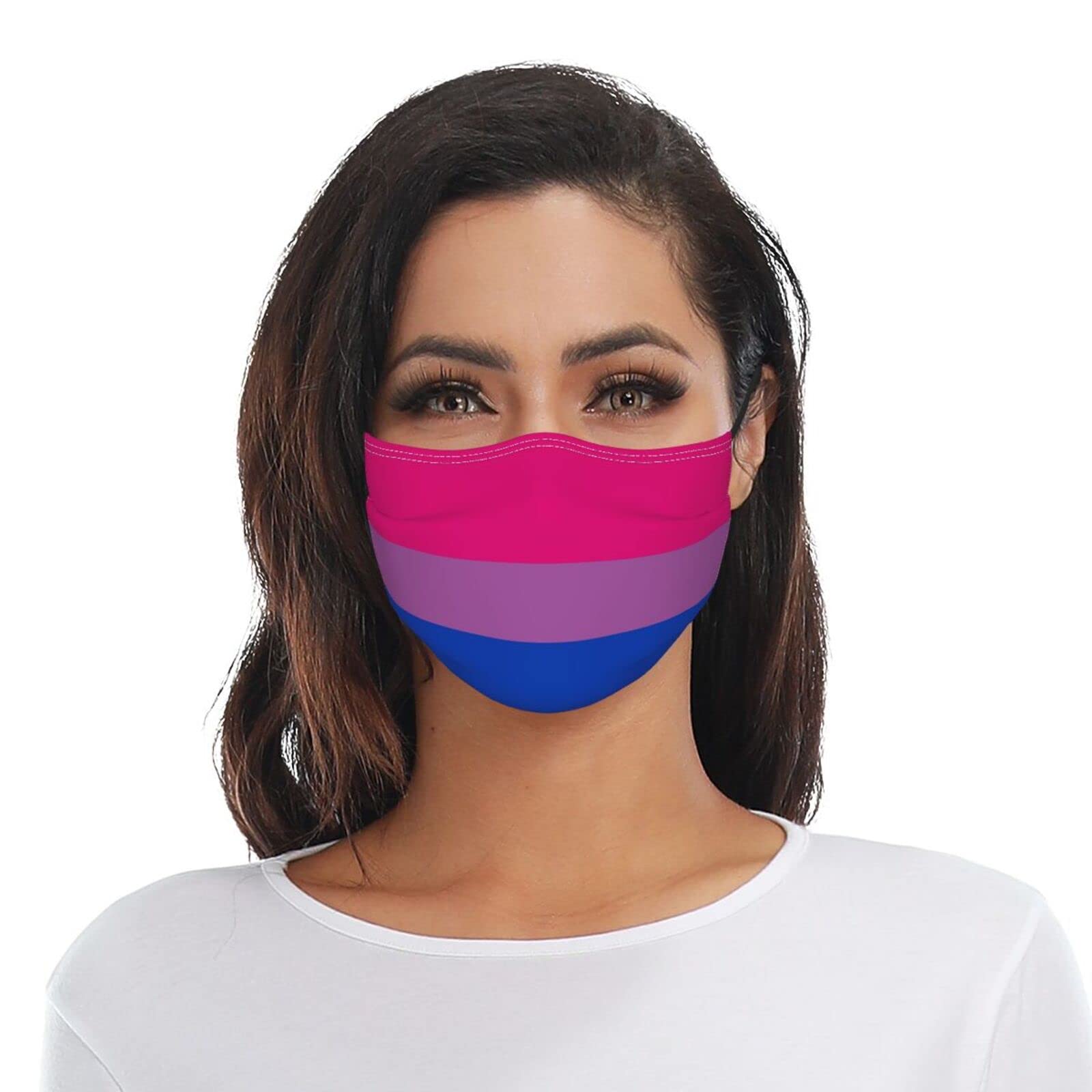 Bisexual Pride Flag LGBTQ Face Mask Washable Reusable Adults Breathable with 2 Filters Black