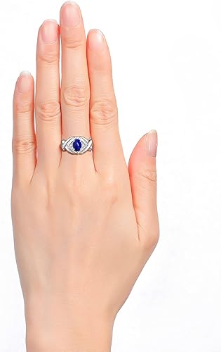 Miniatura 2 de Rylos Anillo de plata de ley XOXO de Hugs & Kisses para mujer, 0.27 x 0.197 pulgadas, piedras preciosas y diamantes, joyería de piedra natal para