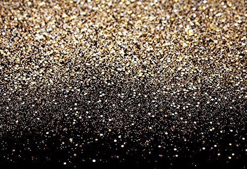 Pnylzzyxh Black and Gold Backdrop Golden Glitter Spots Backdrops Wedding Birthday Party Congrats Grad Christmas New Year Photography Background Family