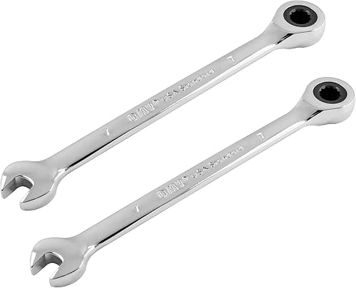 2 llaves de trinquete de 0.276 in, llave de trinquete reversible de acero CR-V, llave de trinquete SAE y métrica de 72 dientes, llave combinada de