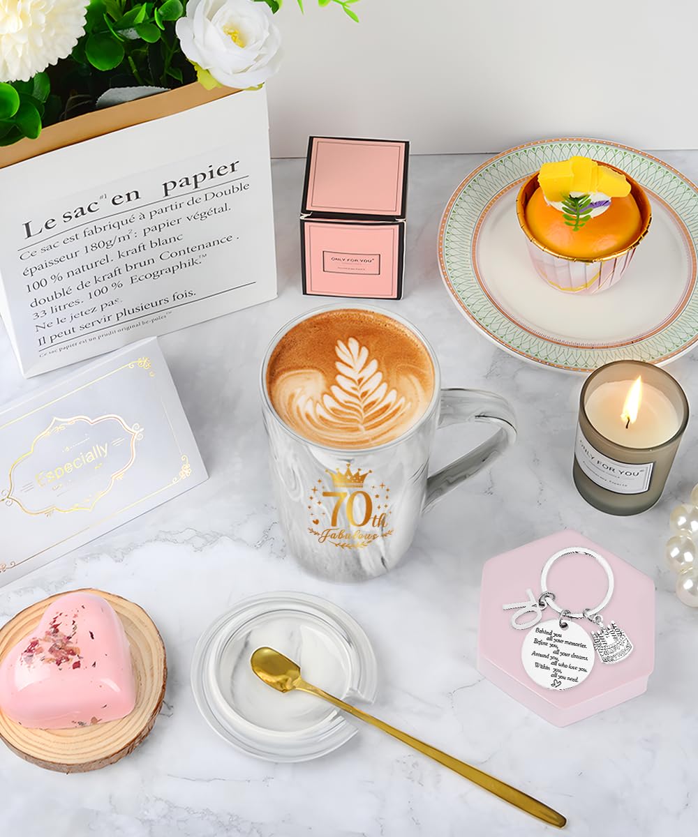 Set Regalo Donna 70 Anni, Idee Regalo Compleanno per Donna, Tazzine da Caffè Set, Regalos Mamma Compleanno, Regali 70 Anni per Moglie, Mamma, Amica, Nonna