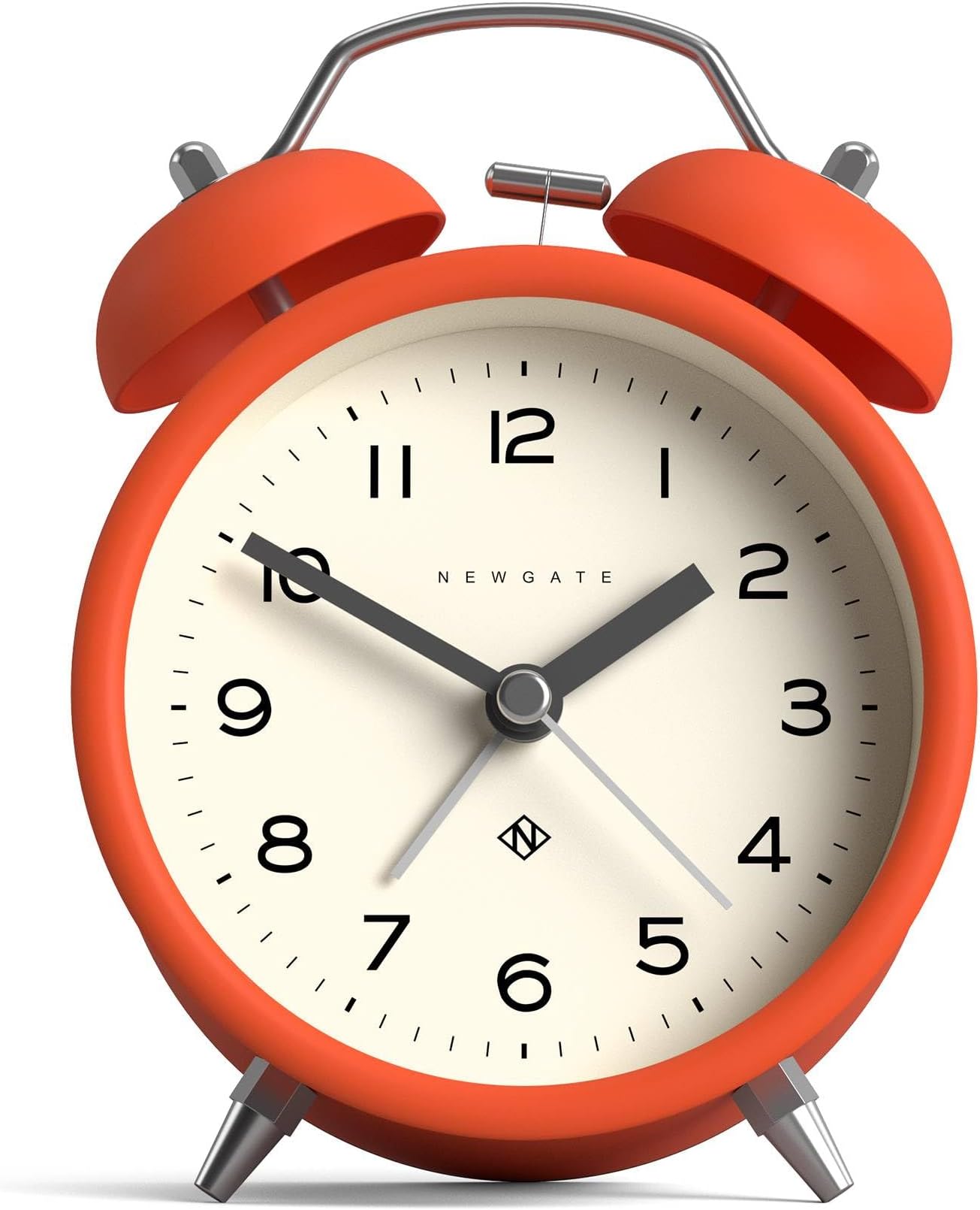 NEWGATE® Charlie Bell Echo Alarm Clock | Modern take on Classic Twin Bell Clock | Orange | Easy to Read Numbers | Ideal for Bedside, Desk or Shelf | Modern Retro Bedroom & Office Accessory