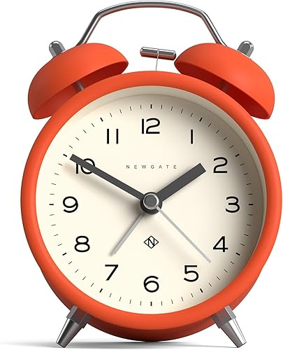Vista 14 de NEWGATE® Charlie Bell Echo - Reloj despertador Versión moderna del reloj clásico de campana doble Blanco Números fáciles de leer Ideal