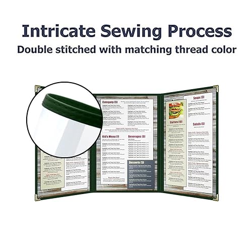 Miniatura 14 de Goodsmart - Fundas para menú de restaurante, paquete de 25 unidades, color negro, 2 vistas, soportes para menú de carga superior, cubiertas
