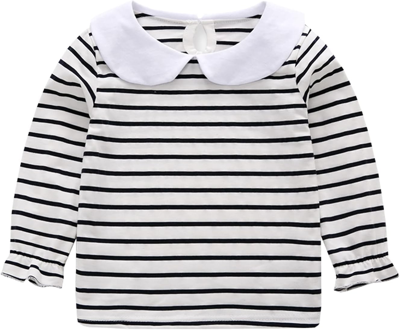 Baby Girl Kids Blouses Long Sleeves Solid Color Doll Collar T-Shirt Top Bottom