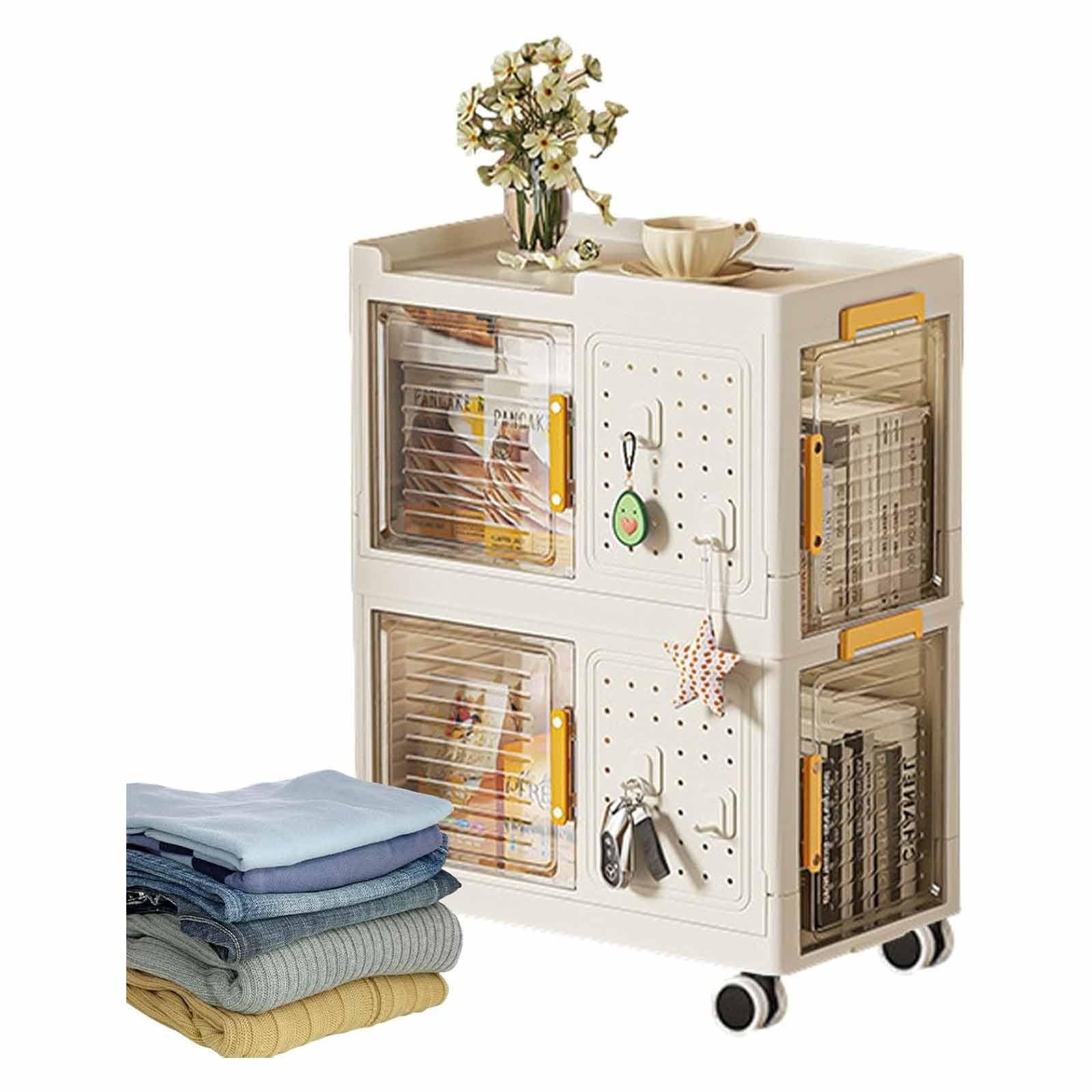 Caja de Almacenamiento de Plegable, Cajas de Almacenamiento Grandes con Ruedas con Tapa, Transparente plástico Almacenamiento apilables Cajas para dormitorios Salas de Estar