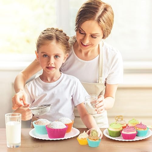 Miniatura 8 de Caperci Forros para magdalenas jumbo de arcoíris brillante Forros para magdalenas extra grandes 300 unidades, inodoros, papel antigrasa mejorado