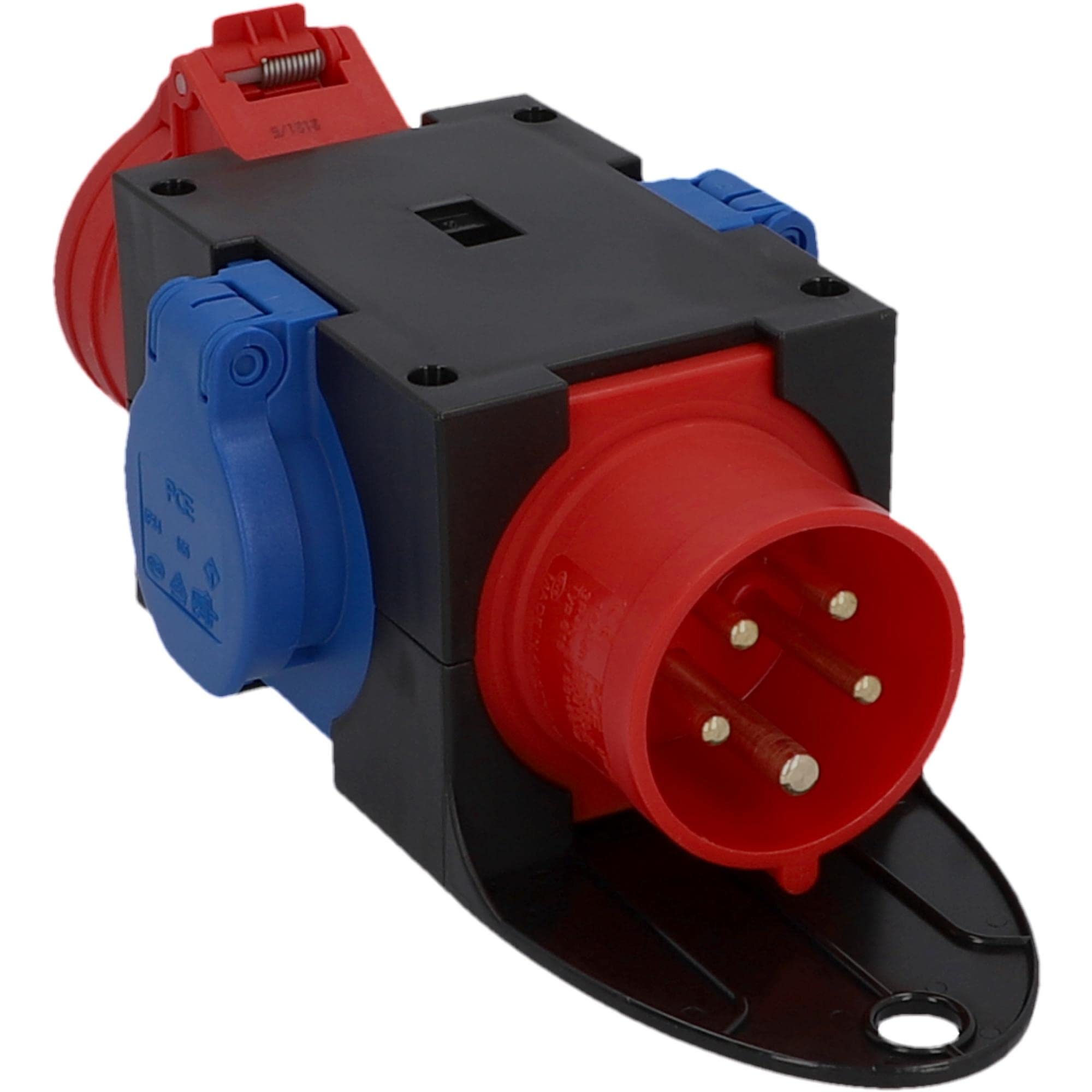 PCE CEE-Mobil-Verteiler, 1xCEE, 2xSchuko 16A, mit Bügel, IP 44