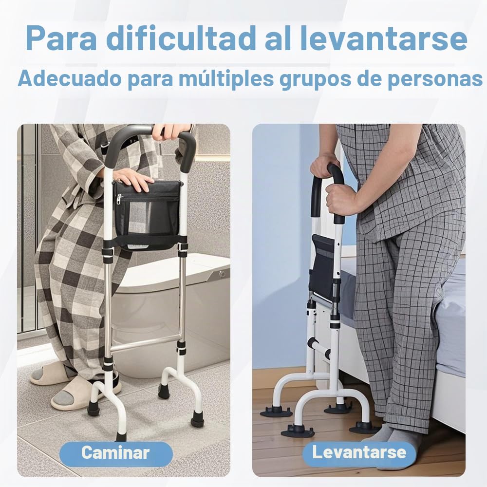 Ayuda para Levantarse de la Cama para Mayores, Grua para Personas Mayores con Barandilla Ajustable, Asidero Antideslizante Reposapiés Robusto hasta 150kg