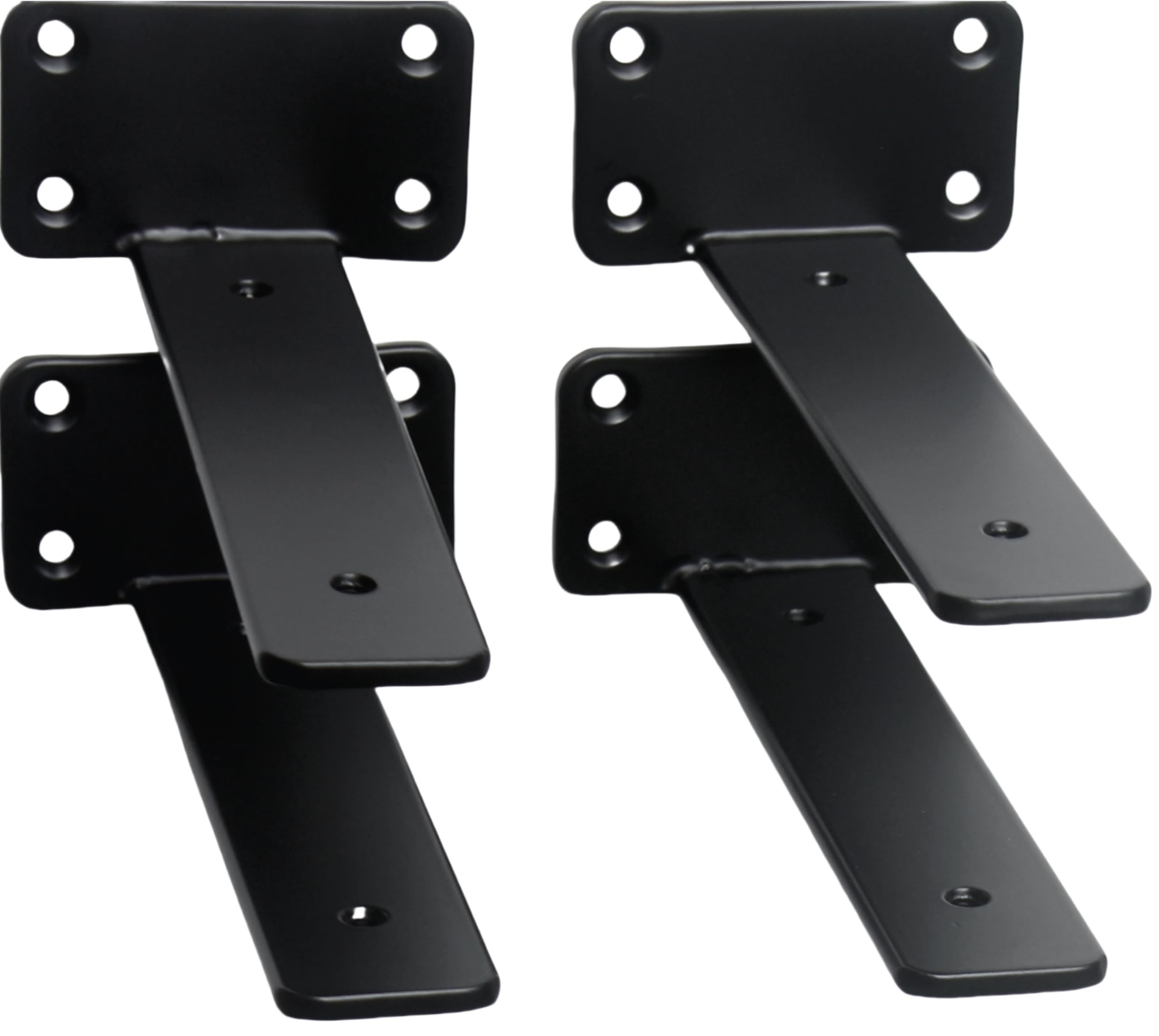 4 Pack - 7 inch Black Hidden L Shelf Bracket (1/5 Inch Thicked) Iron Floating Shelf Brackets Rustic Industrial Metal Brackets for Shelf Support