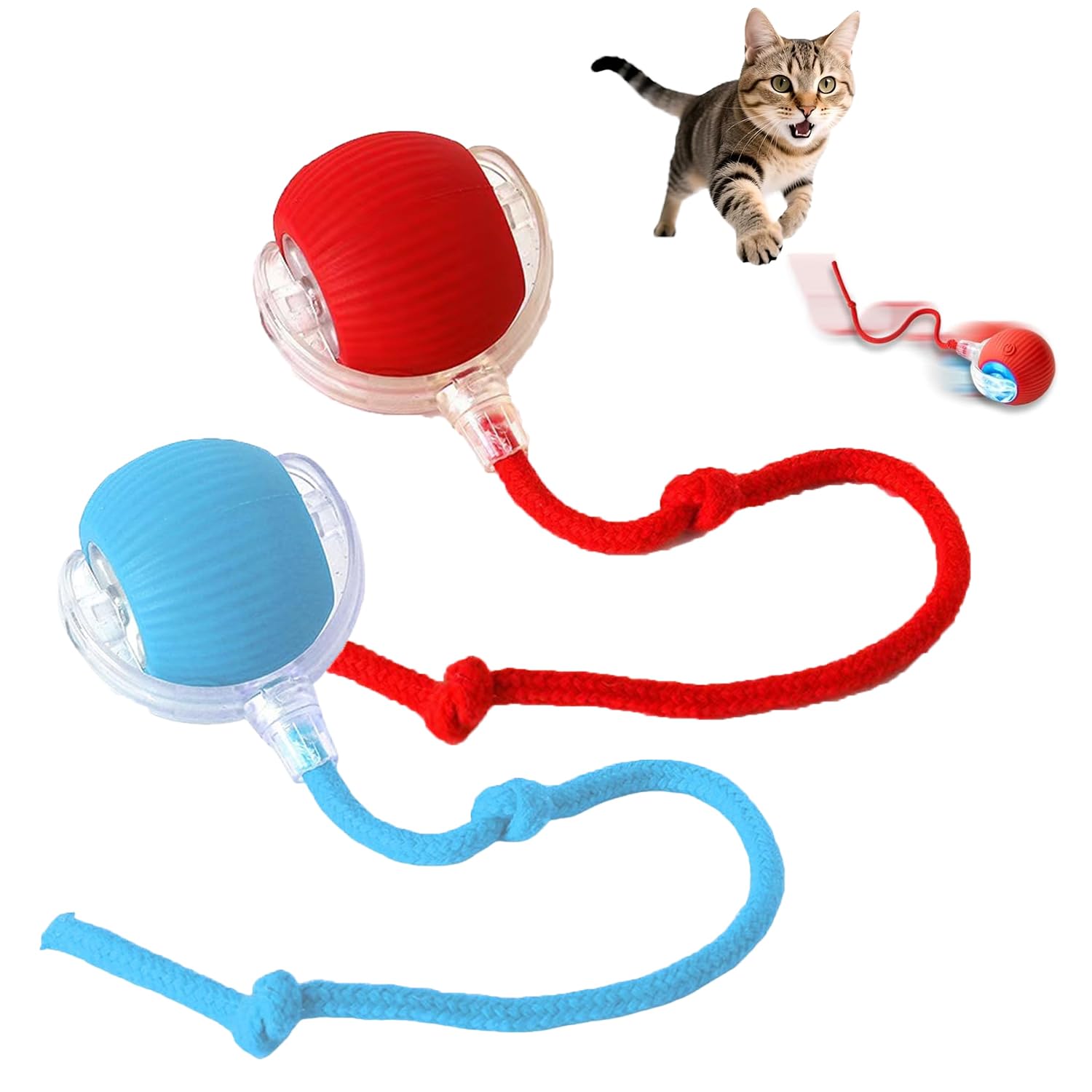 Cat Toy,Interactive Cat Toy Ball,2025 New Interactive Dog Cat Toys Balls, Solve Your Cat's BoredomInteractive Dog & Cat'S Toys for Indoor Pet Kittens (blue red 2pcs)