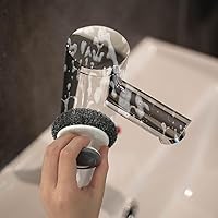 Vista 3 de 2 cepillos de acero inoxidable con asa, limpiador multiusos de hierro fundido para ollas, parrillas, hornos y otros trabajos de limpieza resistentes