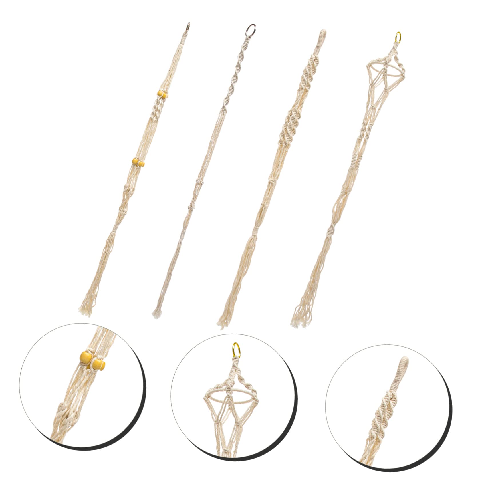 HANABASS 4pezzi Appendino per Piante in Macramè per Vasi di Fiori Appendiabiti Decorativo Rete Intrecciata Sospeso Adatto per Interni Balconi Spazi Esterni