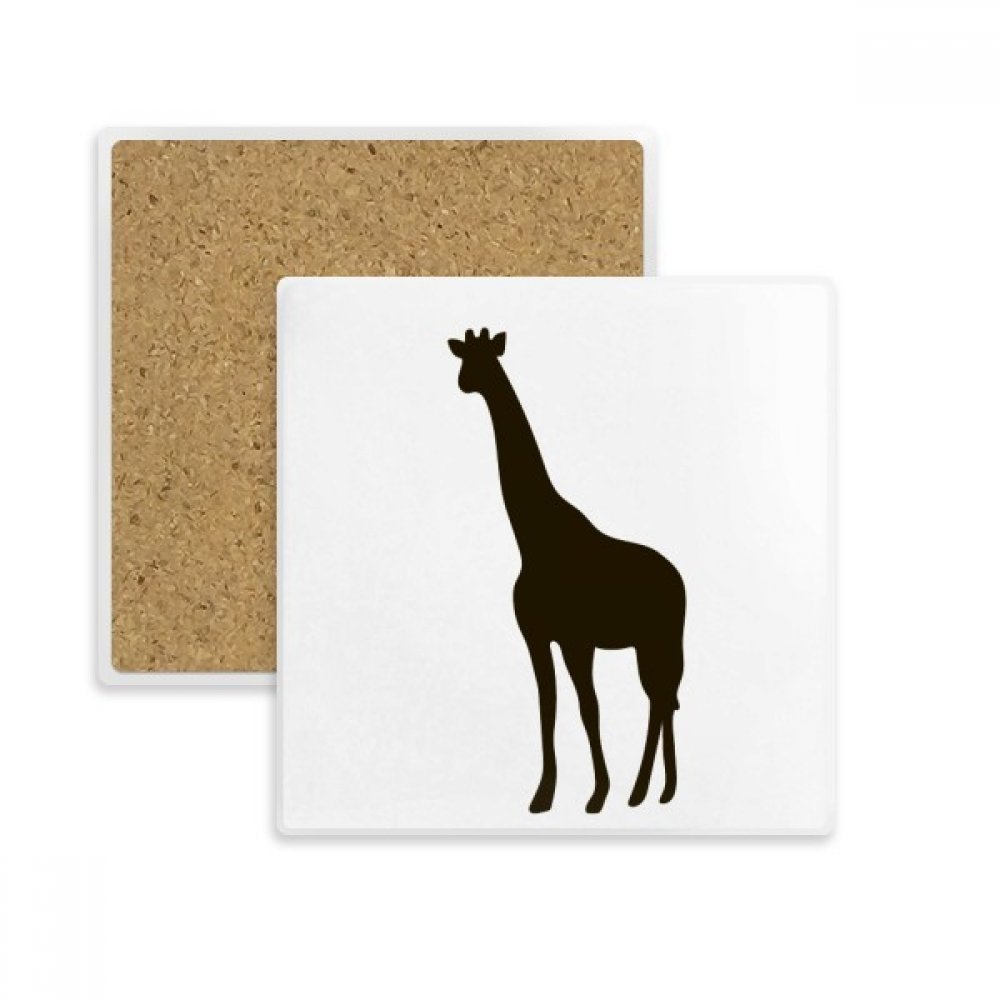 Sous-verre carré girafe noir mignon en pierre absorbante pour tasse et verre