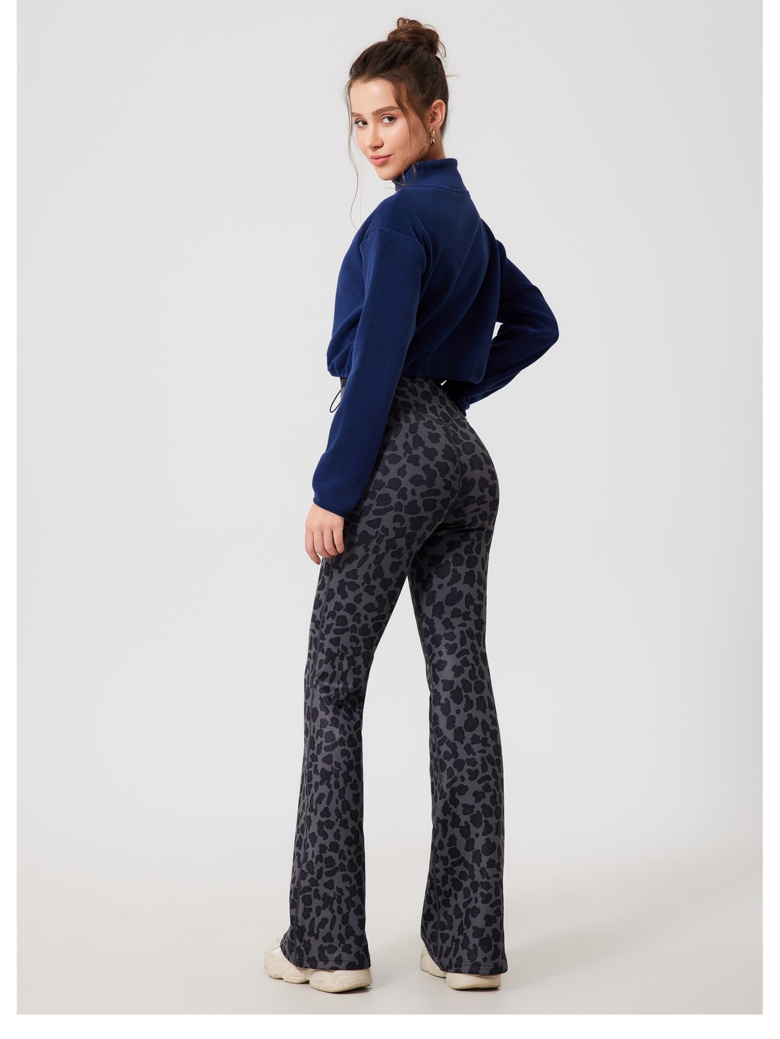 Damskie legginsy treningowe, wysokie bezszwowe legginsy do biegania długie joga praca ćwiczenia ubrania treningowe rozkloszowane spodnie dresowe damskie