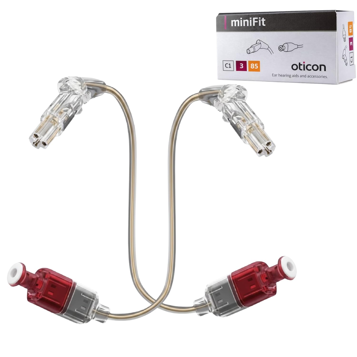 Oticon Hearing Aids for Wire, Genuine OEM MiniFit Receiver Type 85 Size 3 Right (Red), Hearing Aid Replacement Parts Compatible with Oticon, Bernafon – 1 PCS (Minifit-Size-3-Right-Red)