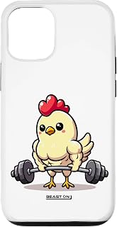 iPhone 12/12 Pro Cute Chicken Gym Workout Gains Funny Women Men Fitness Case