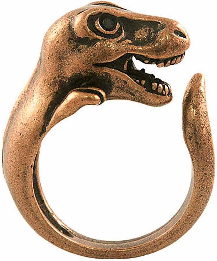 Ellenviva T-Rex Dinosaur Adjustable Animal Wrap Ring Vintage Bronze Tone
