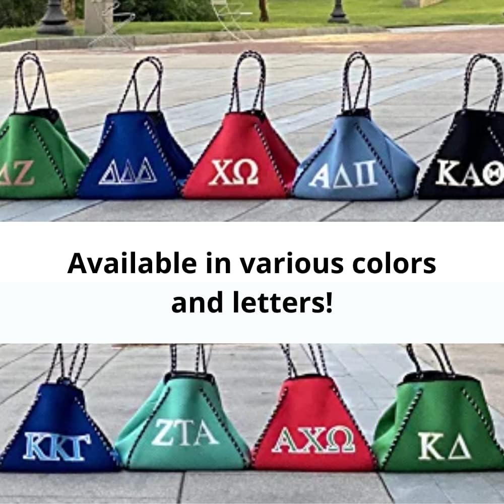 Dallas Hill Designs Sorority Tote Bag for Women | Neoprene Shoulder Purse | Travel, Gym Handbag | Extra Pouch | Gift