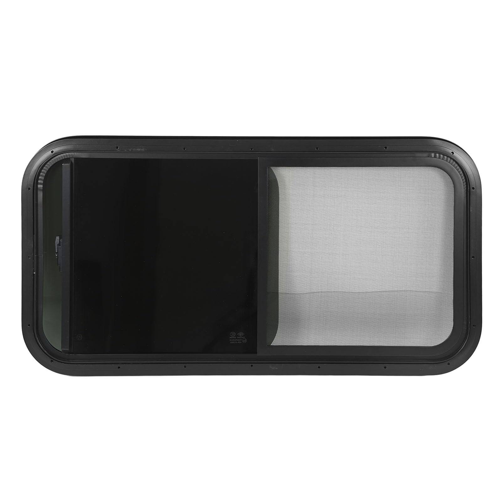 Finestra da campeggio in vetro temperato nero, guarnizione perfetta per roulotte e rimorchi da campeggio (per spessore della parete da 48 a 53 mm/1,9)