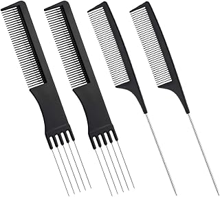 4 Pcs Double Sided Narrow Teeth Curling Comb, Professional Fork Comb, Hairstyle Petine