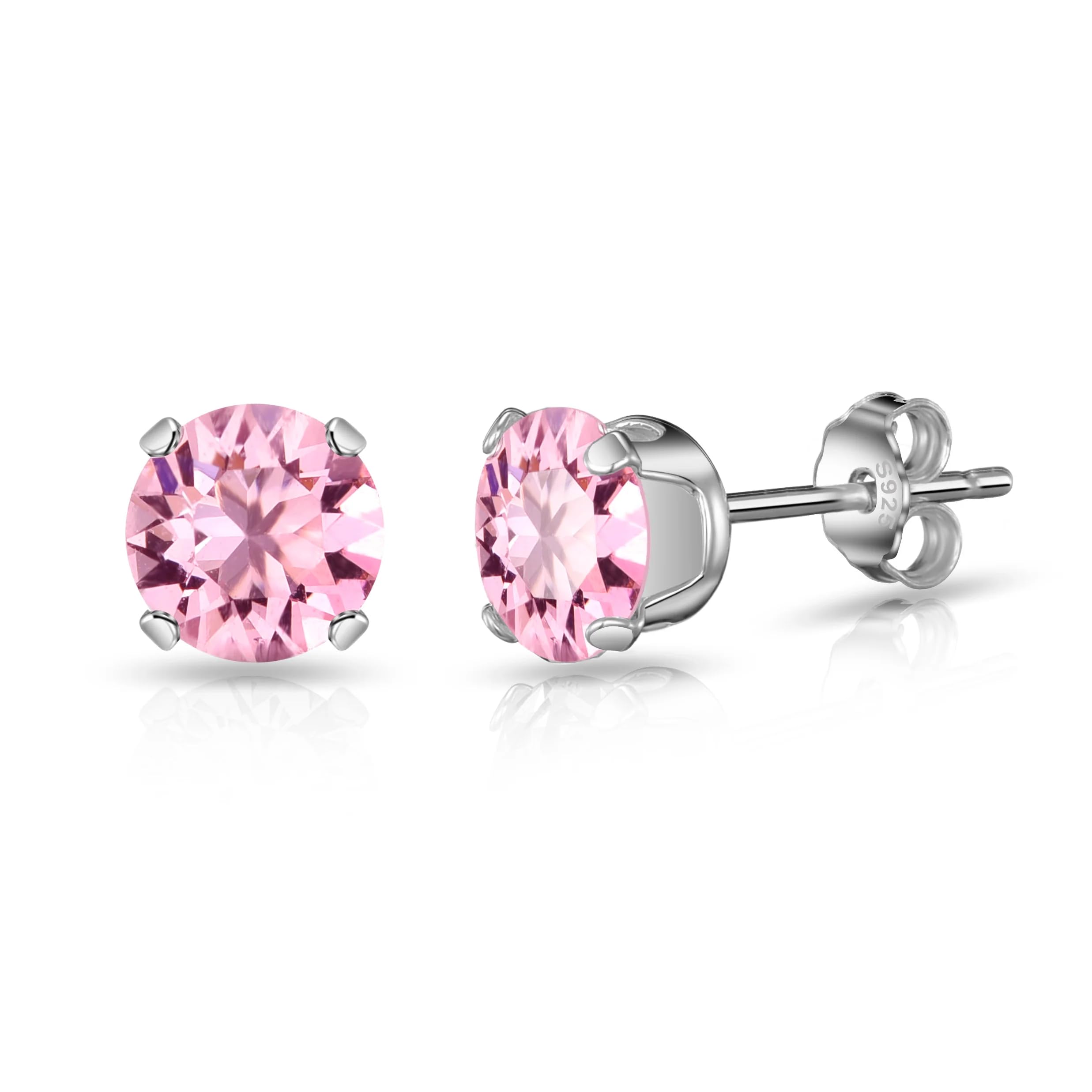 Orecchini A Lobo Donna In Argento Sterling 925 Con Cristalli Zircondia, Colore Rosa Chiaro, Gioielli Eleganti E Semplici Per Ogni Occasione - 2
